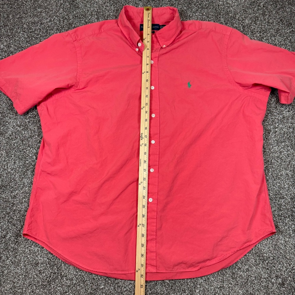 Ralph Lauren Mens XXL Classic Fit Short Sleeve Button Down Shirt Coral Pink - Picture 6 of 8